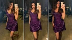 Rasha Thadani's lives her Rapunzel dreams in a purple mini dress